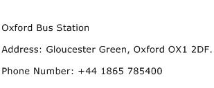 Oxford Bus Station Address Contact Number