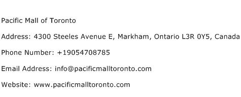 Pacific Mall of Toronto Address Contact Number