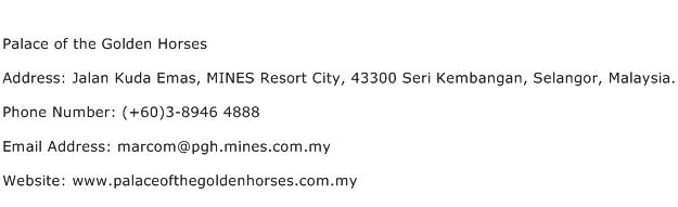 Palace of the Golden Horses Address Contact Number