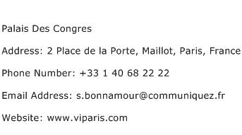 Palais Des Congres Address Contact Number
