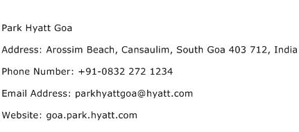 Park Hyatt Goa Address Contact Number