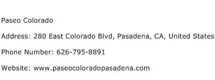 Paseo Colorado Address Contact Number