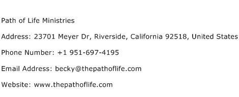Path of Life Ministries Address Contact Number
