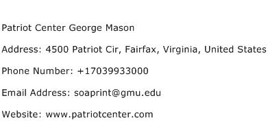 Patriot Center George Mason Address Contact Number