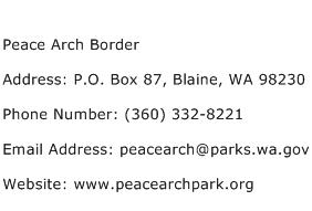 Peace Arch Border Address Contact Number