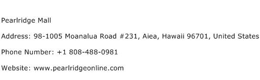 Pearlridge Mall Address Contact Number