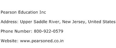 Pearson Education Inc Address Contact Number