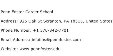 Penn Foster Career School Address Contact Number 20570 