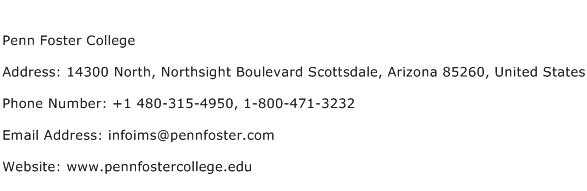 Penn Foster College Address, Contact Number of Penn Foster College