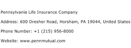 Pennsylvania Life Insurance Company Address Contact Number