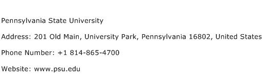Pennsylvania State University Address Contact Number