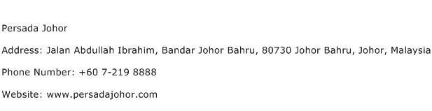 Persada Johor Address Contact Number