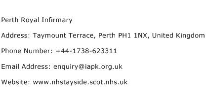 Perth Royal Infirmary Address Contact Number