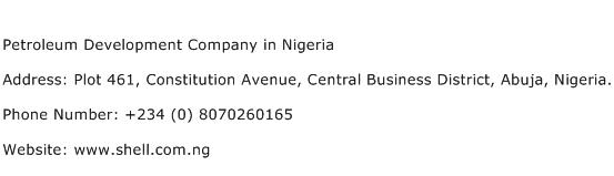 Petroleum Development Company in Nigeria Address Contact Number