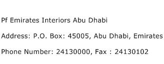 Pf Emirates Interiors Abu Dhabi Address Contact Number