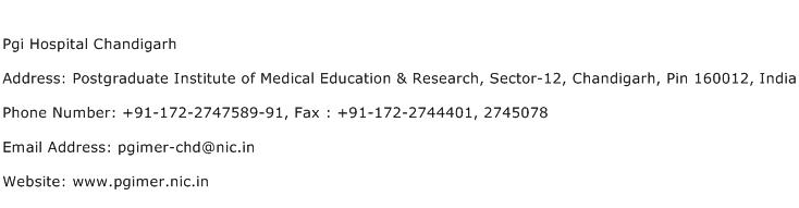 Pgi Hospital Chandigarh Address Contact Number