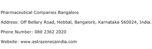 Pharmaceutical Companies Bangalore Address Contact Number