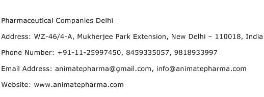 Pharmaceutical Companies Delhi Address Contact Number