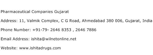 Pharmaceutical Companies Gujarat Address Contact Number