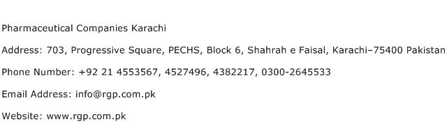Pharmaceutical Companies Karachi Address Contact Number