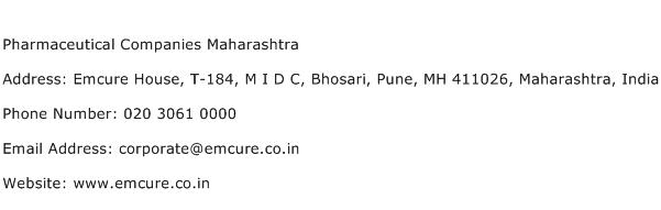 Pharmaceutical Companies Maharashtra Address Contact Number