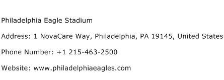 Philadelphia Eagle Stadium Address Contact Number