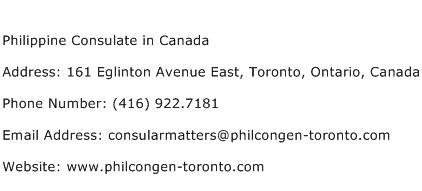 Philippine Consulate in Canada Address Contact Number