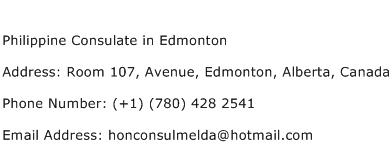 Philippine Consulate in Edmonton Address Contact Number