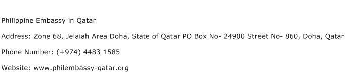Philippine Embassy in Qatar Address Contact Number