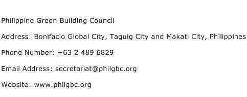 Philippine Green Building Council Address Contact Number