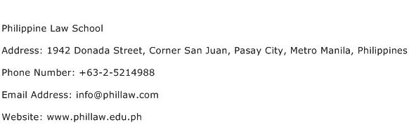 Philippine Law School Address Contact Number