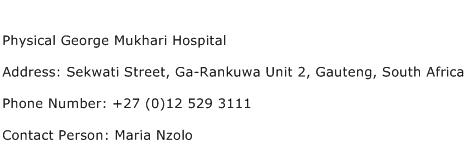 Physical George Mukhari Hospital Address Contact Number