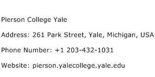 Pierson College Yale Address Contact Number