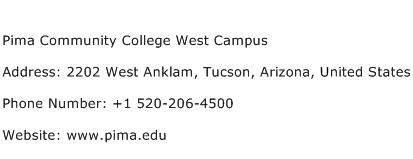 Pima Community College West Campus Address Contact Number