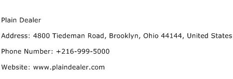 Plain Dealer Address Contact Number