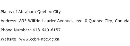 Plains of Abraham Quebec City Address Contact Number
