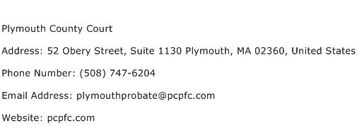 Plymouth County Court Address Contact Number