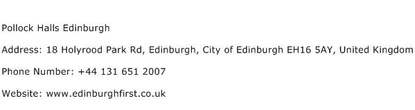 Pollock Halls Edinburgh Address Contact Number