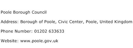 Poole Borough Council Address Contact Number