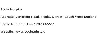 Poole Hospital Address Contact Number