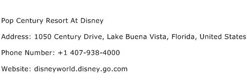 Pop Century Resort At Disney Address Contact Number