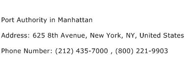 Port Authority in Manhattan Address Contact Number