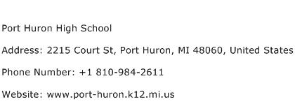 Port Huron High School Address Contact Number