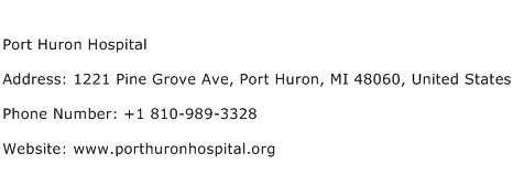 Port Huron Hospital Address Contact Number