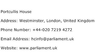 Portcullis House Address Contact Number