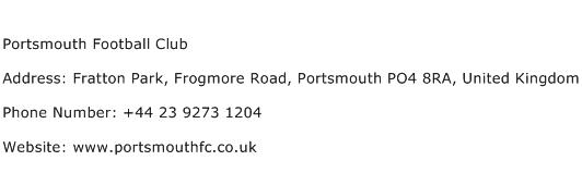 Portsmouth Football Club Address Contact Number
