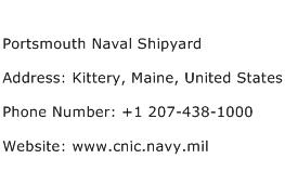 Portsmouth Naval Shipyard Address Contact Number