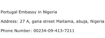 Portugal Embassy in Nigeria Address Contact Number