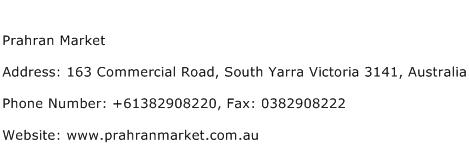 Prahran Market Address Contact Number