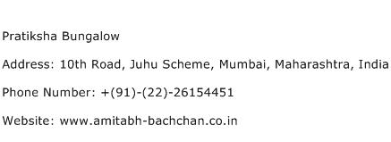 Pratiksha Bungalow Address Contact Number